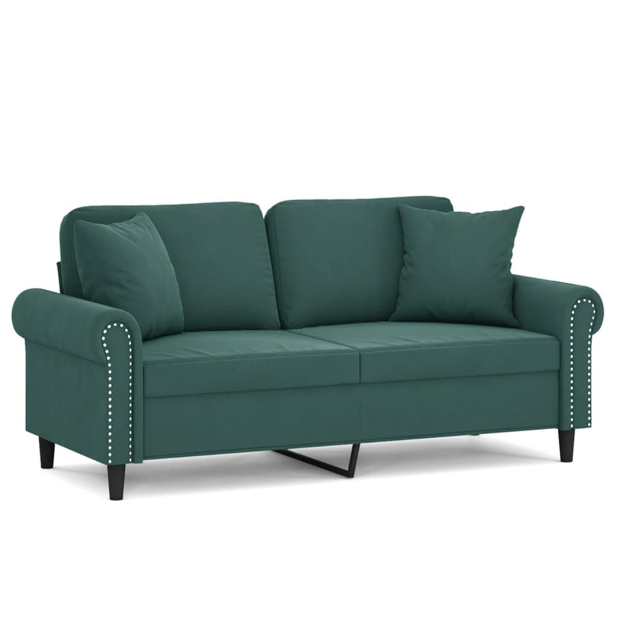 Tweezitsbank Met Sierkussens Fluweel Donkergroen 140 cm