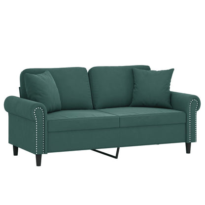 Tweezitsbank Met Sierkussens Fluweel Donkergroen 140 cm