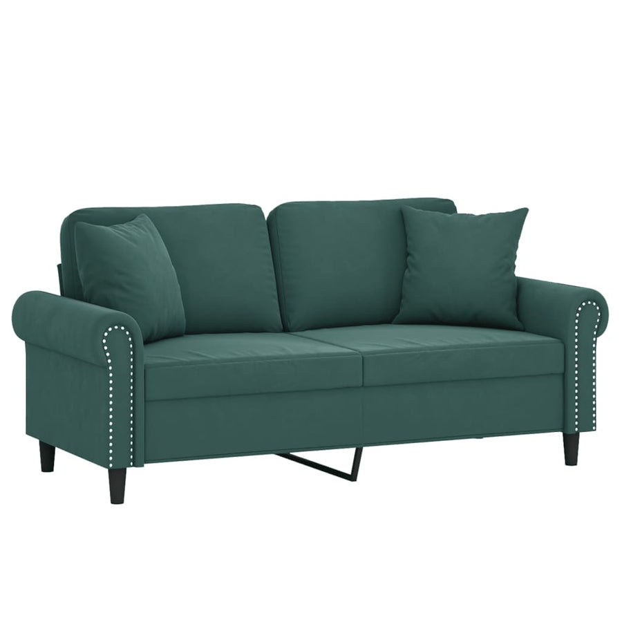 Tweezitsbank Met Sierkussens Fluweel Donkergroen 140 cm