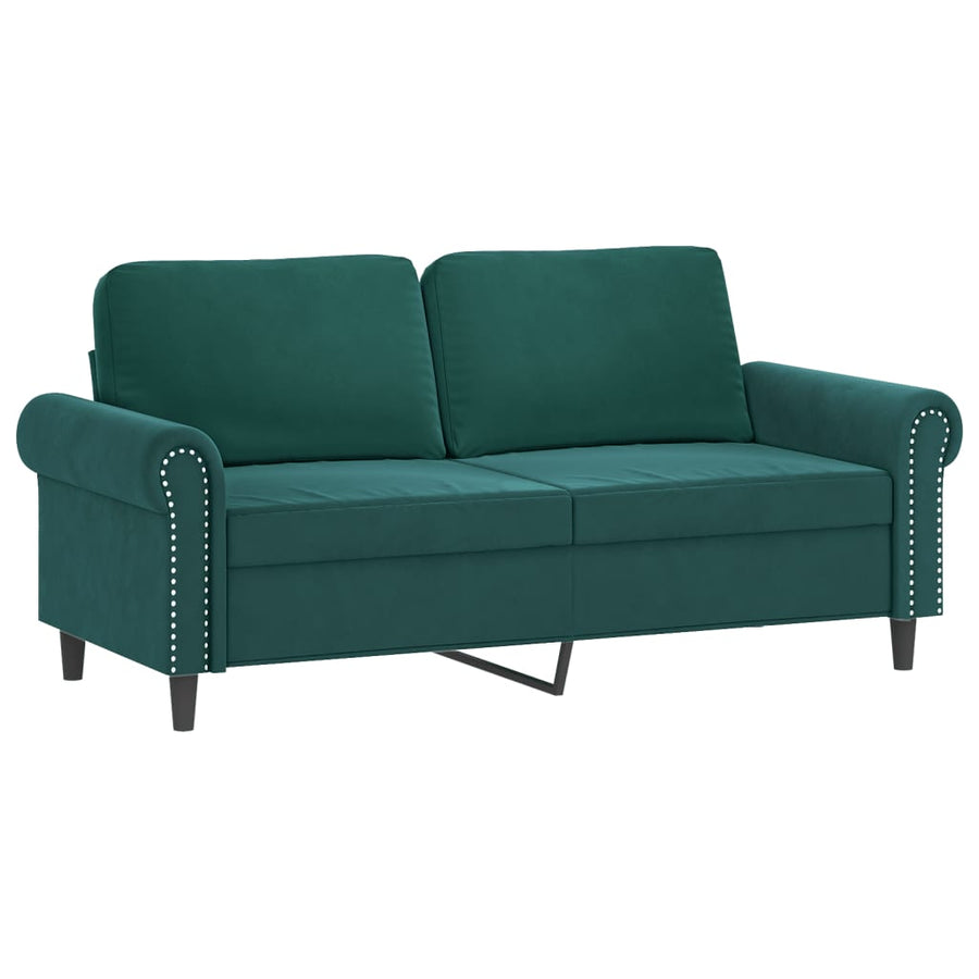 Tweezitsbank Met Sierkussens Fluweel Donkergroen 140 cm