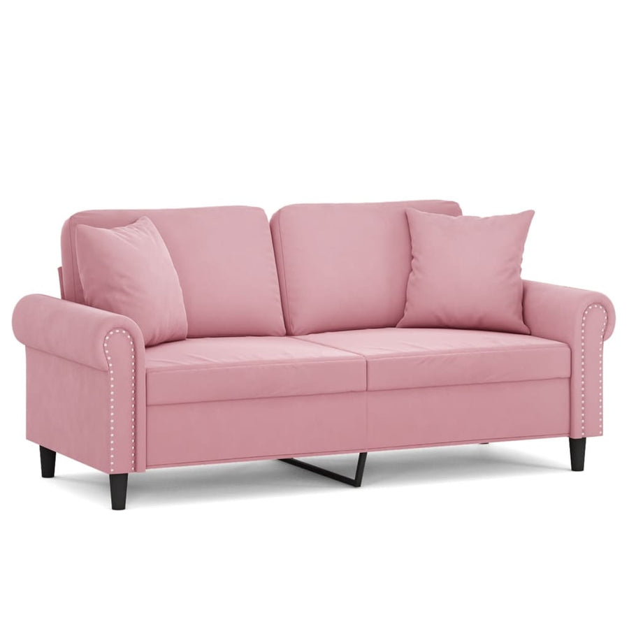 Tweezitsbank Met Sierkussens Fluweel Roze 140 cm