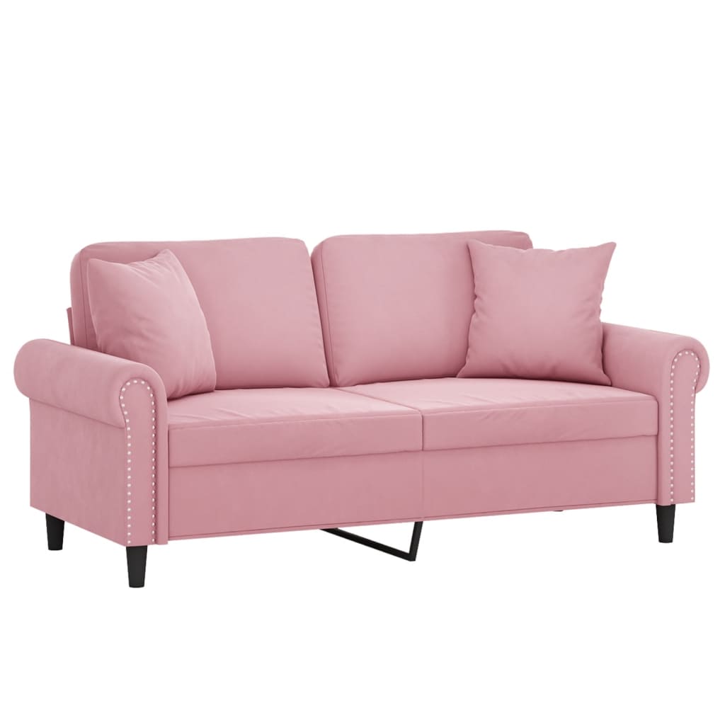 Tweezitsbank Met Sierkussens Fluweel Roze 140 cm