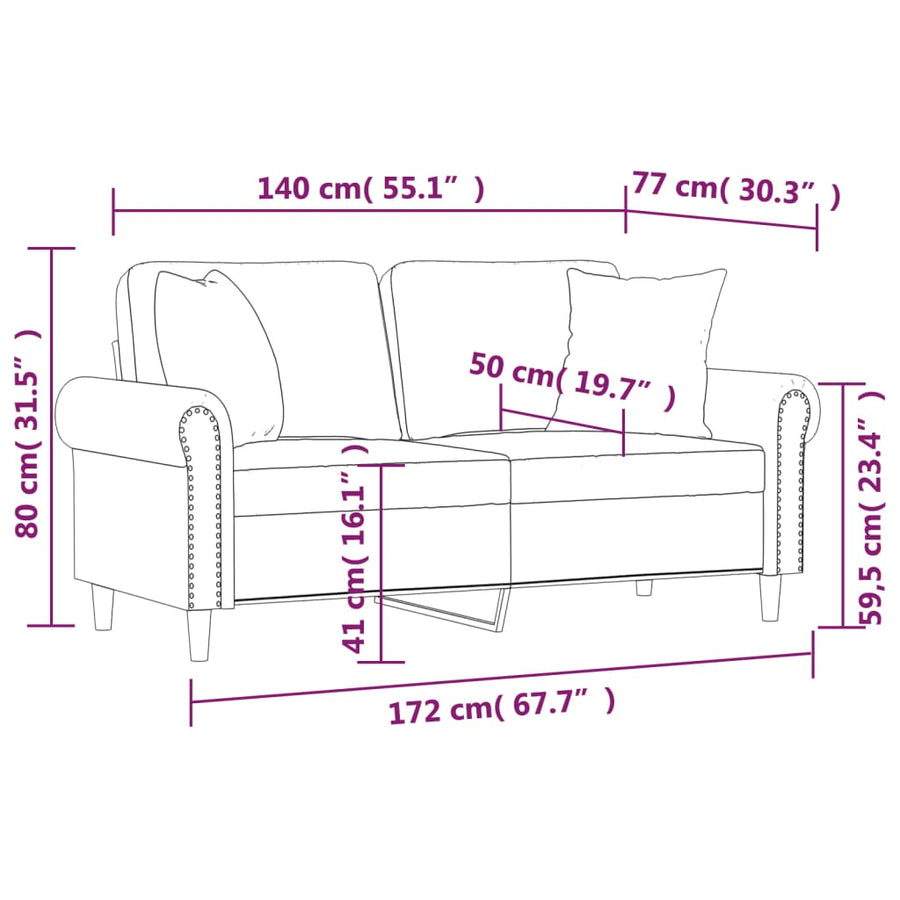 Tweezitsbank Met Sierkussens Fluweel Roze 140 cm