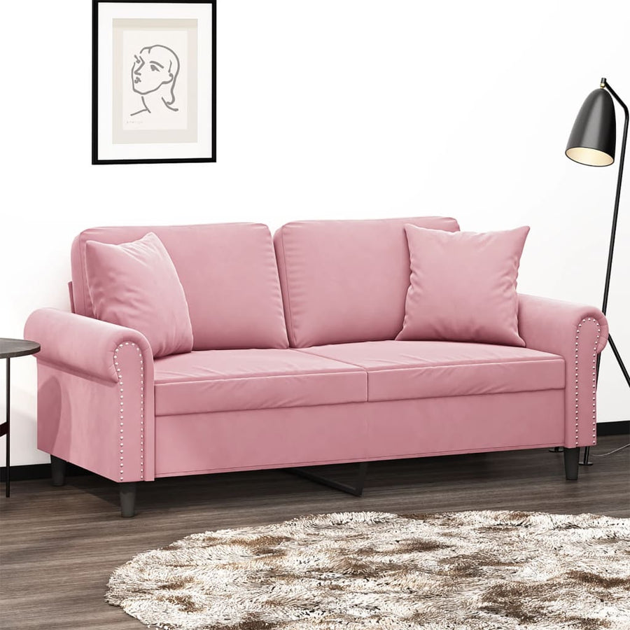 Tweezitsbank Met Sierkussens Fluweel Roze 140 cm