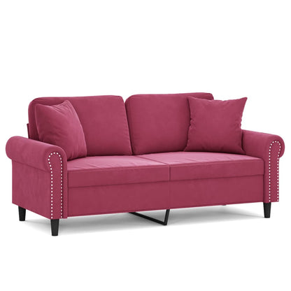 Tweezitsbank Met Sierkussens Fluweel Wijnrood 140 cm