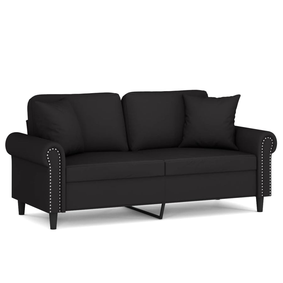 Tweezitsbank met sierkussens 140 cm fluweel zwart
