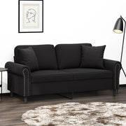 Tweezitsbank 140 cm fluweel zwart met sierkussens