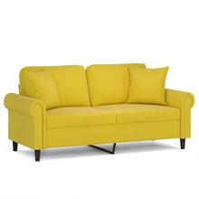 Tweezitsbank Met Sierkussens Fluweel Geel 140 cm