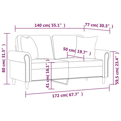 Tweezitsbank met sierkussens 140 cm fluweel bruin