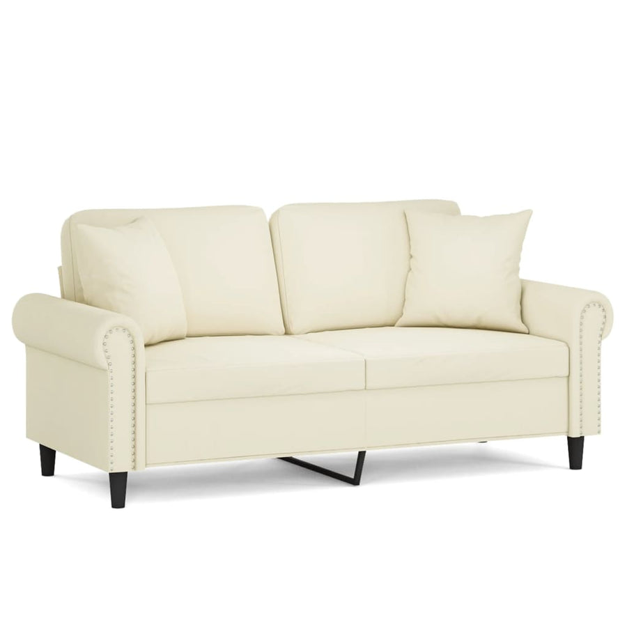 Tweezitsbank Met Sierkussens Fluweel Kleurig Crème 140 cm