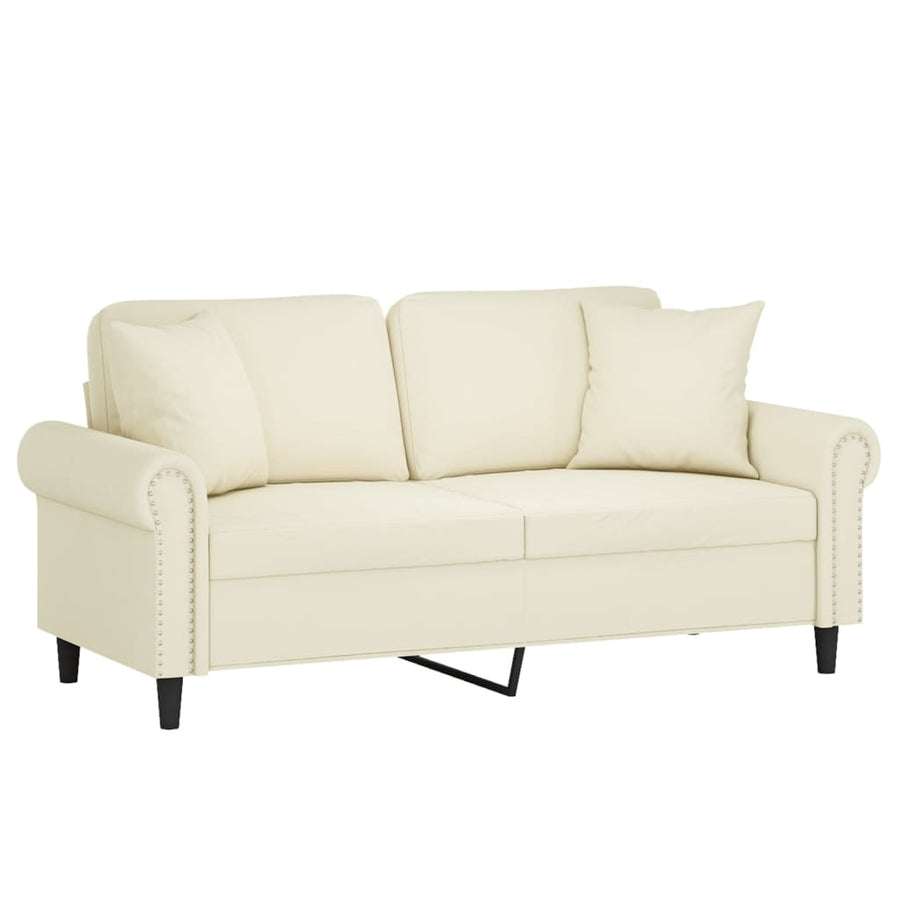 Tweezitsbank Met Sierkussens Fluweel Kleurig Crème 140 cm