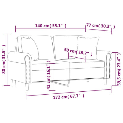 Tweezitsbank Met Sierkussens Fluweel Kleurig Crème 140 cm