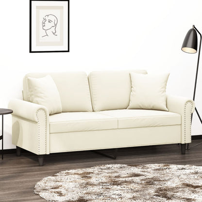 Tweezitsbank Met Sierkussens Fluweel Kleurig Crème 140 cm