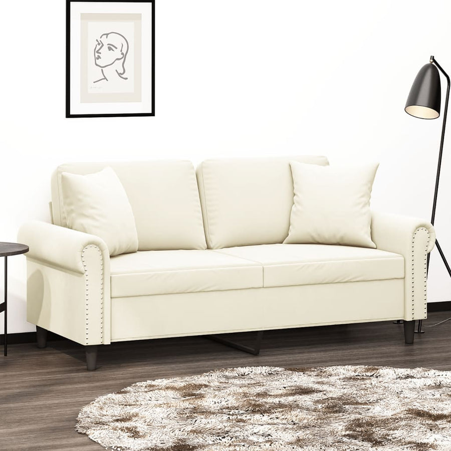Tweezitsbank Met Sierkussens Fluweel Kleurig Crème 140 cm