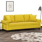 Driezitsbank 180 cm fluweel geel