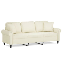 Driezitsbank met sierkussens 180 cm fluweel crèmekleurig 180 cm Crème