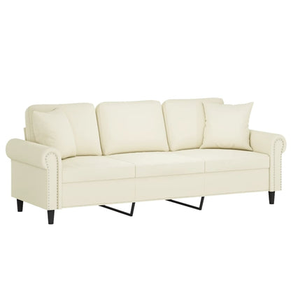 Driezitsbank met sierkussens 180 cm fluweel crèmekleurig 180 cm Crème