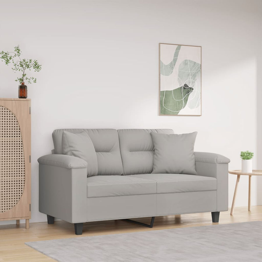 Tweezitsbank Met Kussens Microvezelstof 120 cm Lichtgrijs