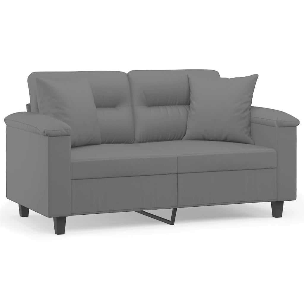 Tweezitsbank Met Kussens Microvezelstof 120 cm Donkergrijs