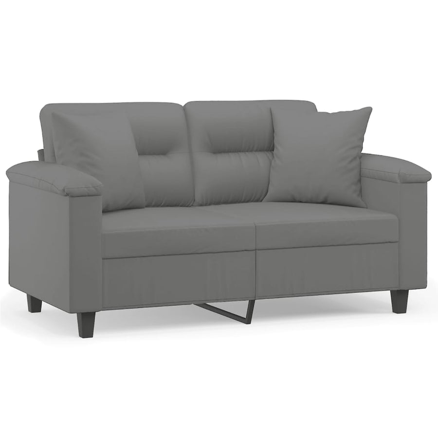 Tweezitsbank Met Kussens Microvezelstof 120 cm Donkergrijs