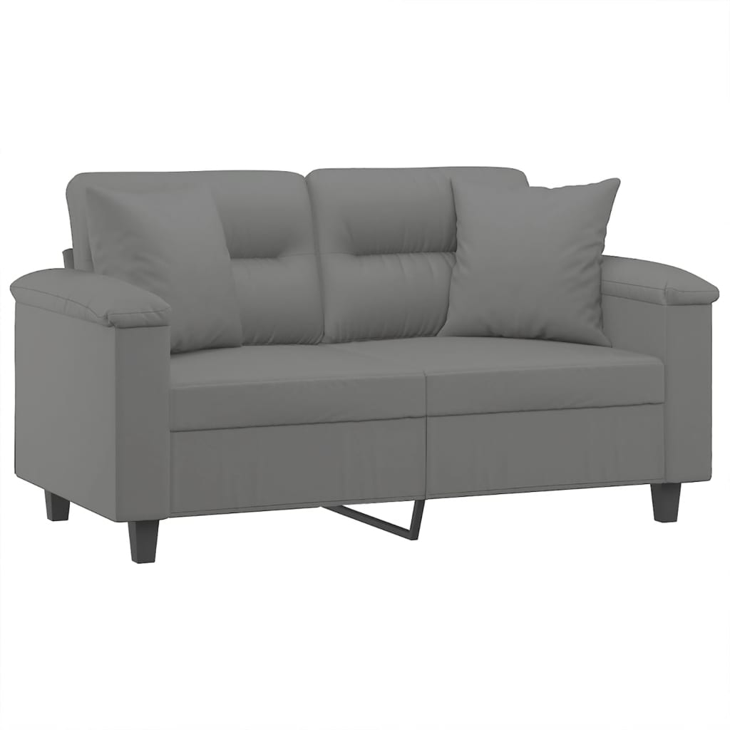 Tweezitsbank Met Kussens Microvezelstof 120 cm Donkergrijs