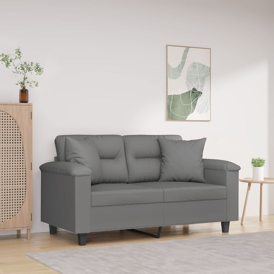 Tweezitsbank Met Kussens Microvezelstof 120 cm Donkergrijs