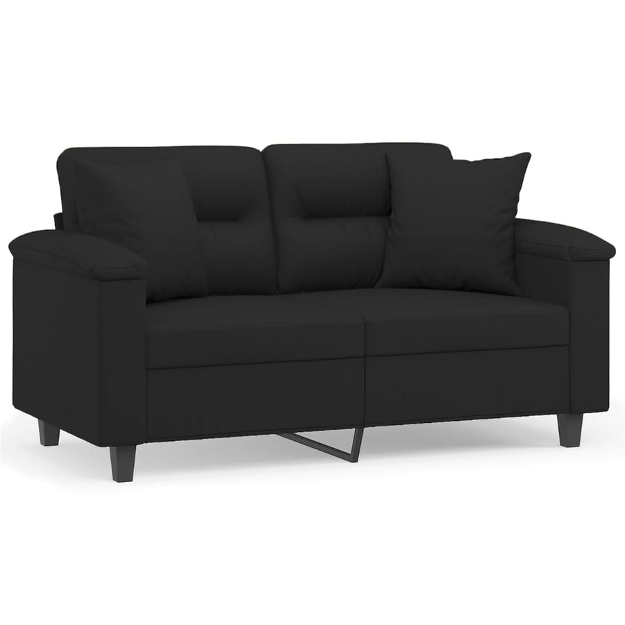 Tweezitsbank Met Kussens Microvezelstof 120 cm Zwart