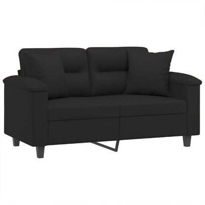 Tweezitsbank Met Kussens Microvezelstof 120 cm Zwart