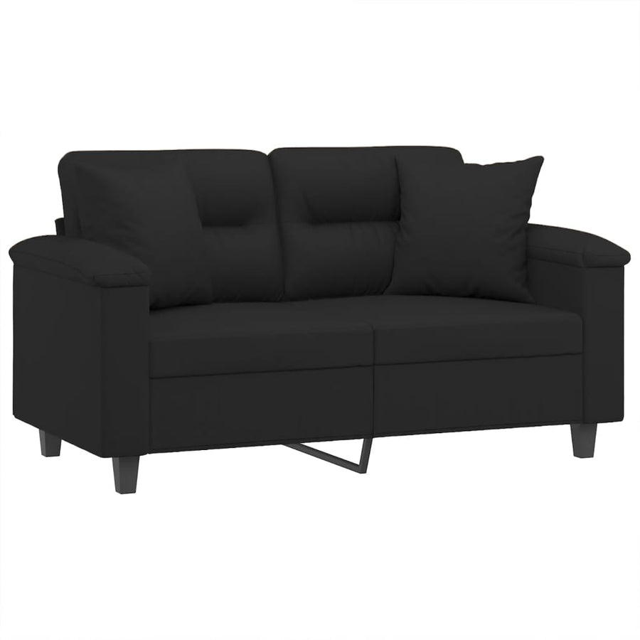 Tweezitsbank Met Kussens Microvezelstof 120 cm Zwart