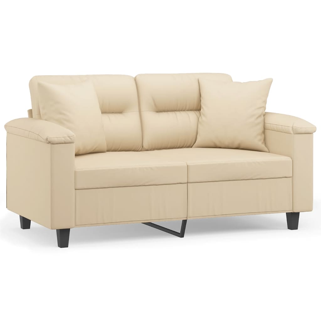 Tweezitsbank Met Kussens Microvezelstof Kleurig 120 cm Crème