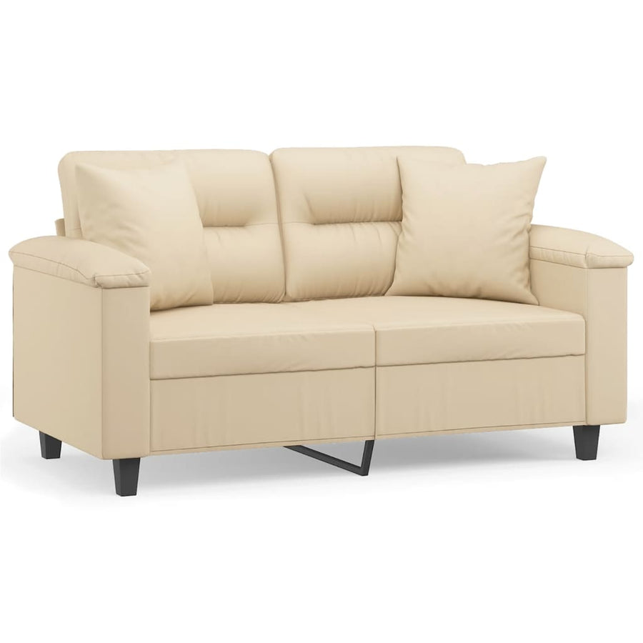 Tweezitsbank Met Kussens Microvezelstof Kleurig 120 cm Crème