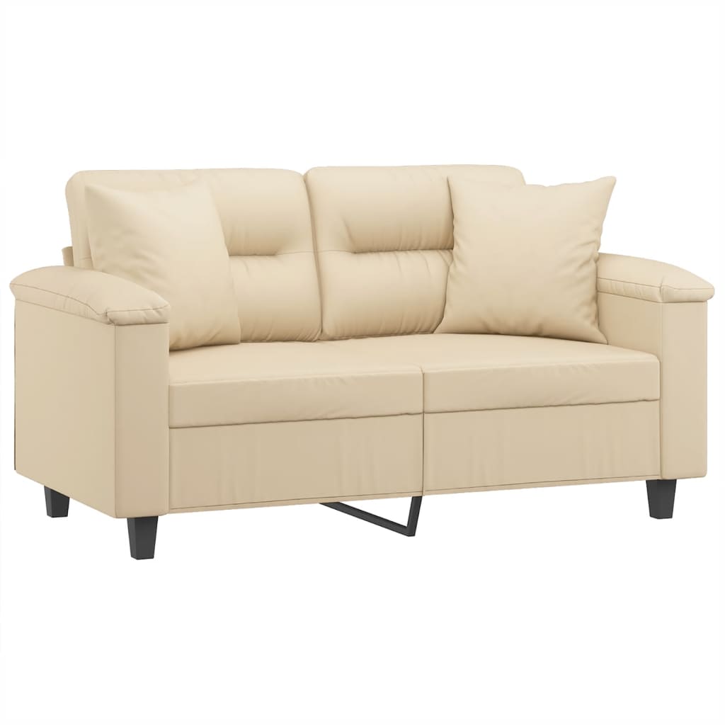 Tweezitsbank Met Kussens Microvezelstof Kleurig 120 cm Crème
