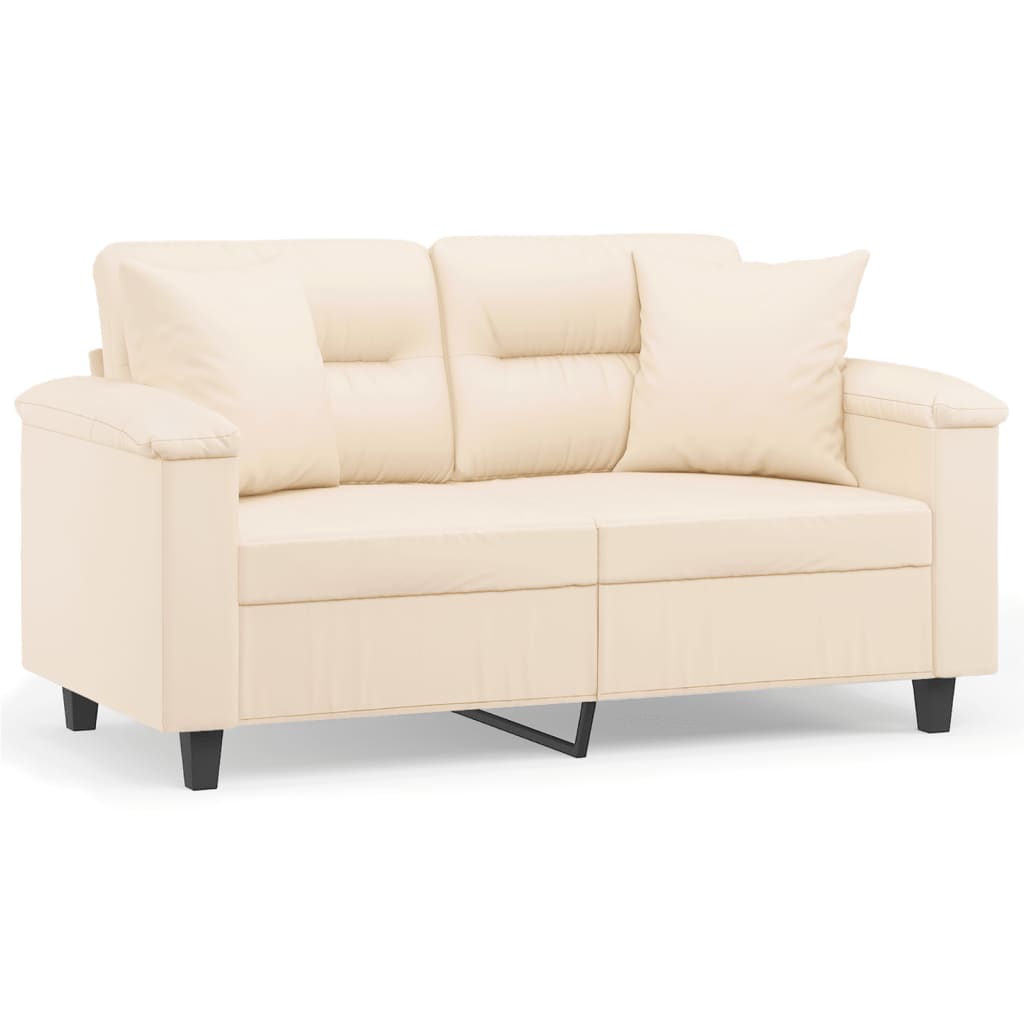 Tweezitsbank Met Kussens Microvezelstof 120 cm Beige