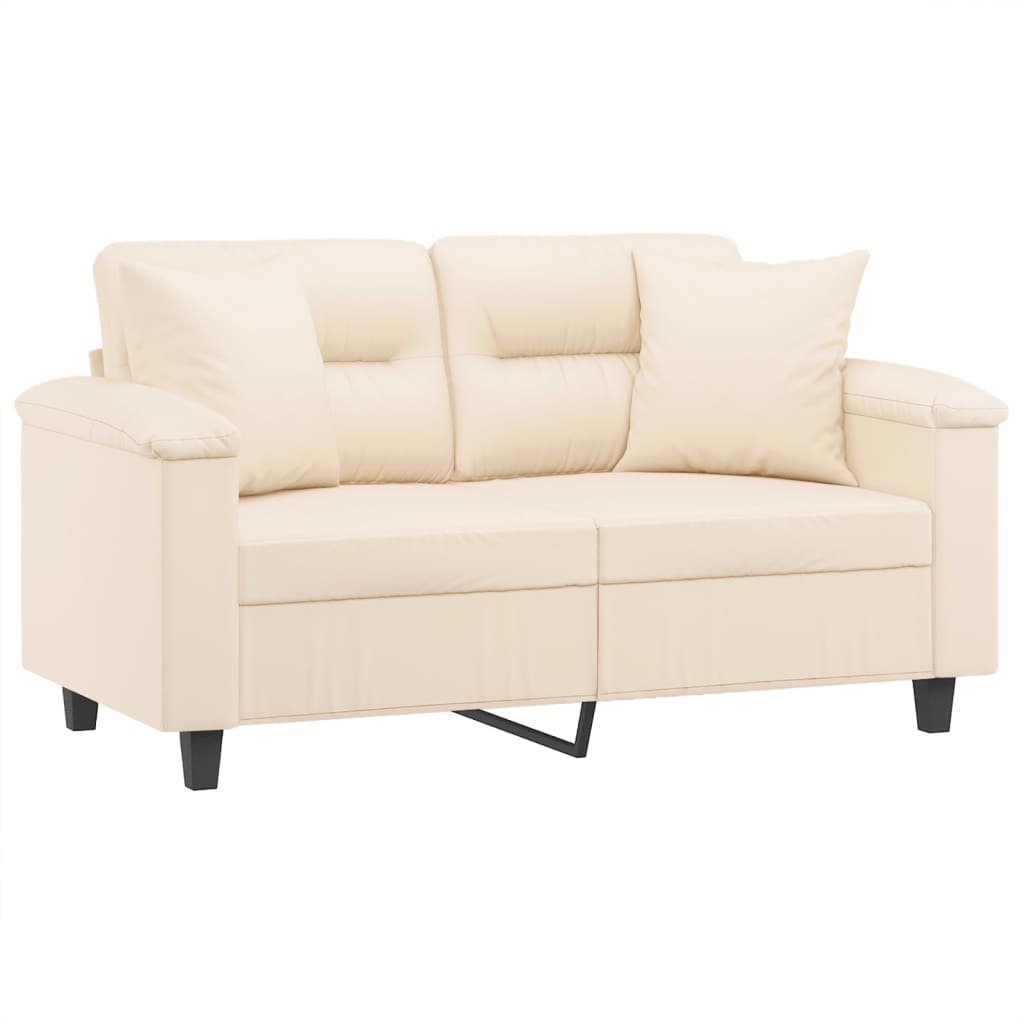 Tweezitsbank Met Kussens Microvezelstof 120 cm Beige