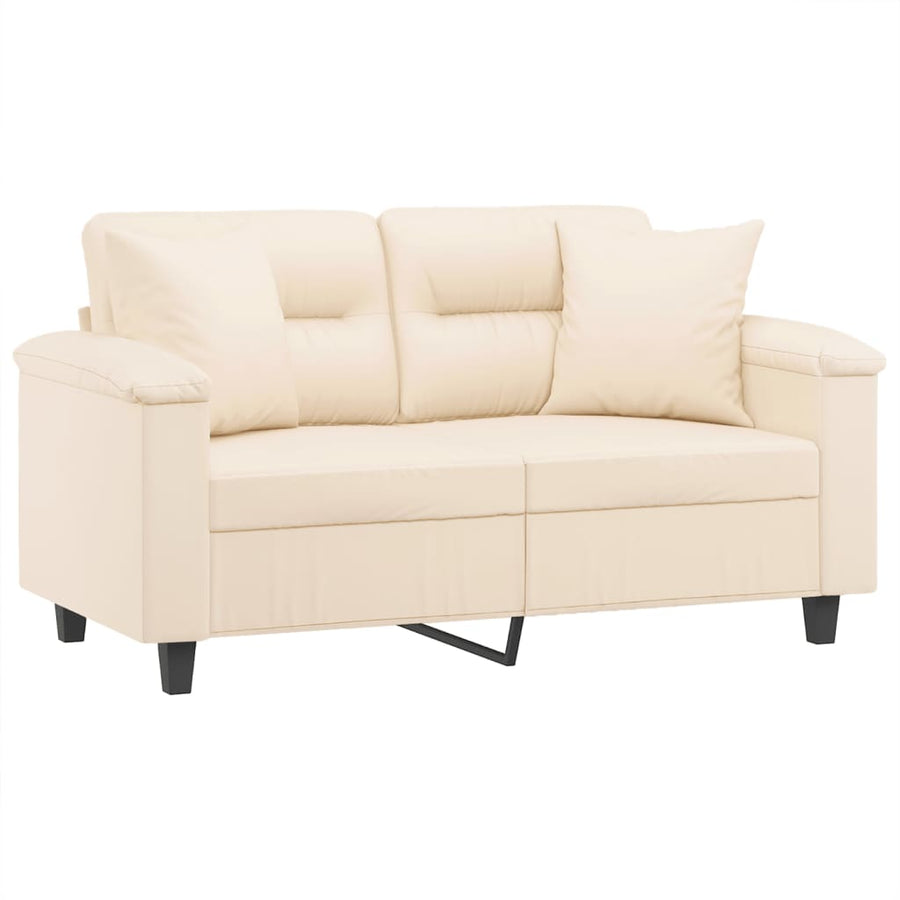 Tweezitsbank Met Kussens Microvezelstof 120 cm Beige