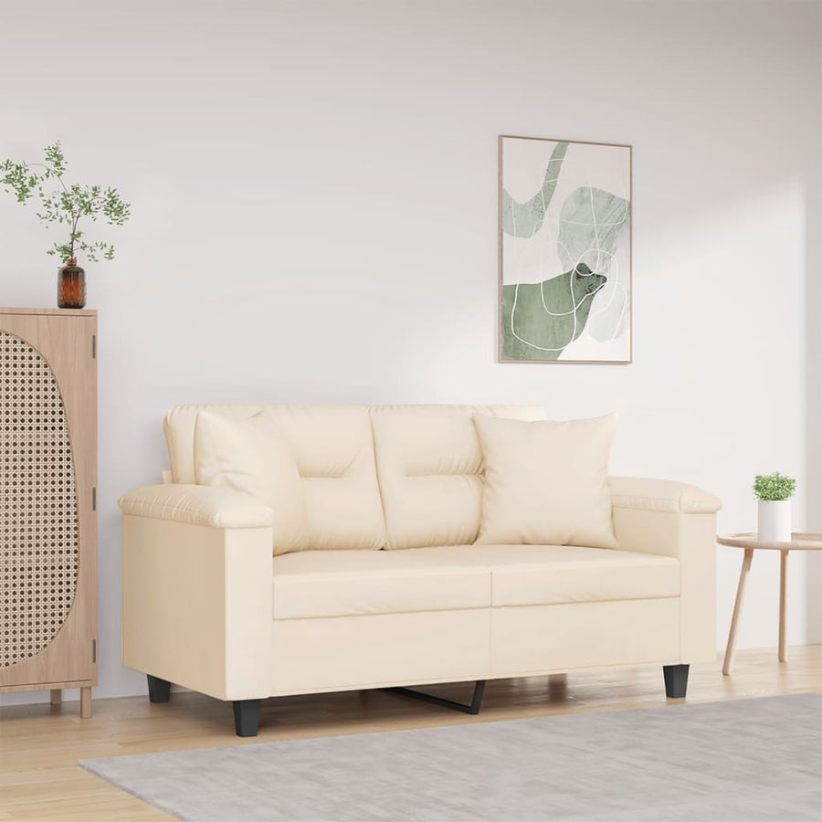 Tweezitsbank Met Kussens Microvezelstof 120 cm Beige