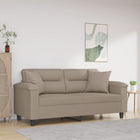 Two-seater sofa with cushions 140 cm microfiber fabric taupe