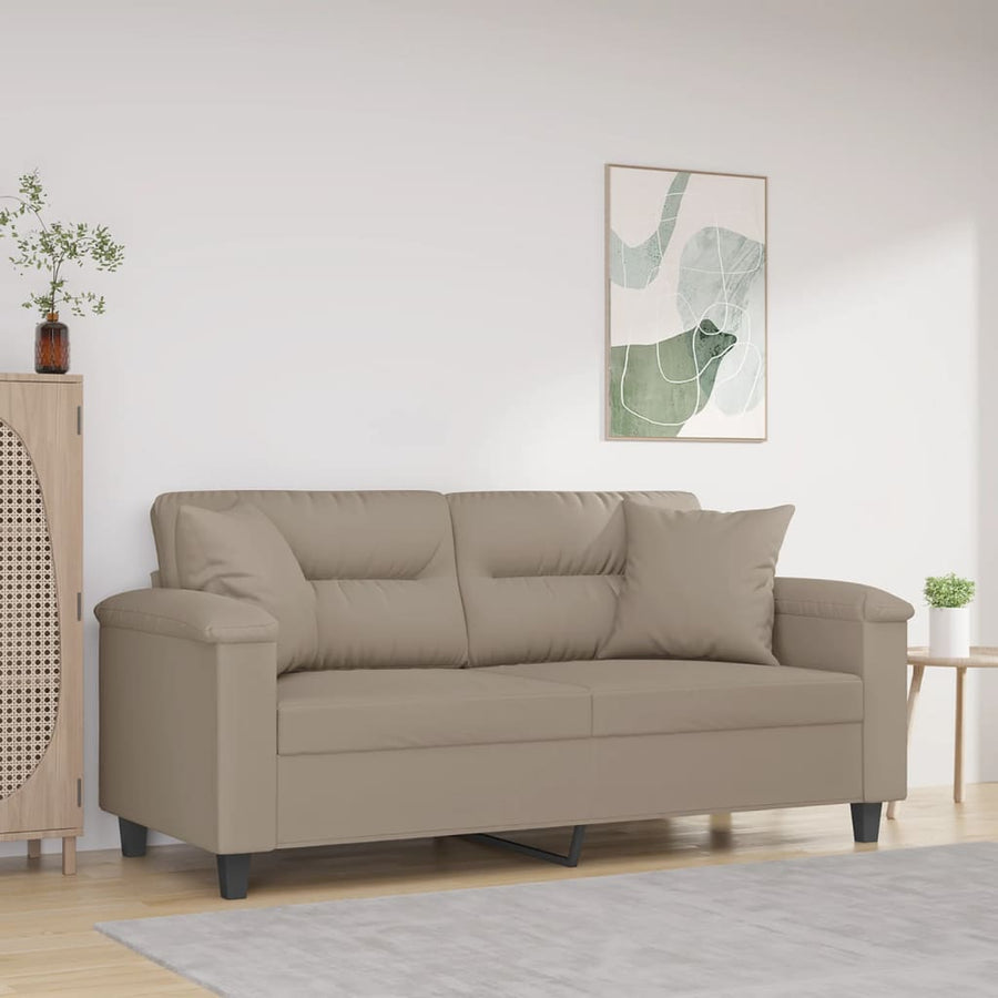 Tweezitsbank Met Kussens Microvezelstof 140 cm Taupe
