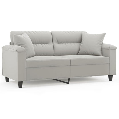 Tweezitsbank Met Kussens Microvezelstof 140 cm Lichtgrijs
