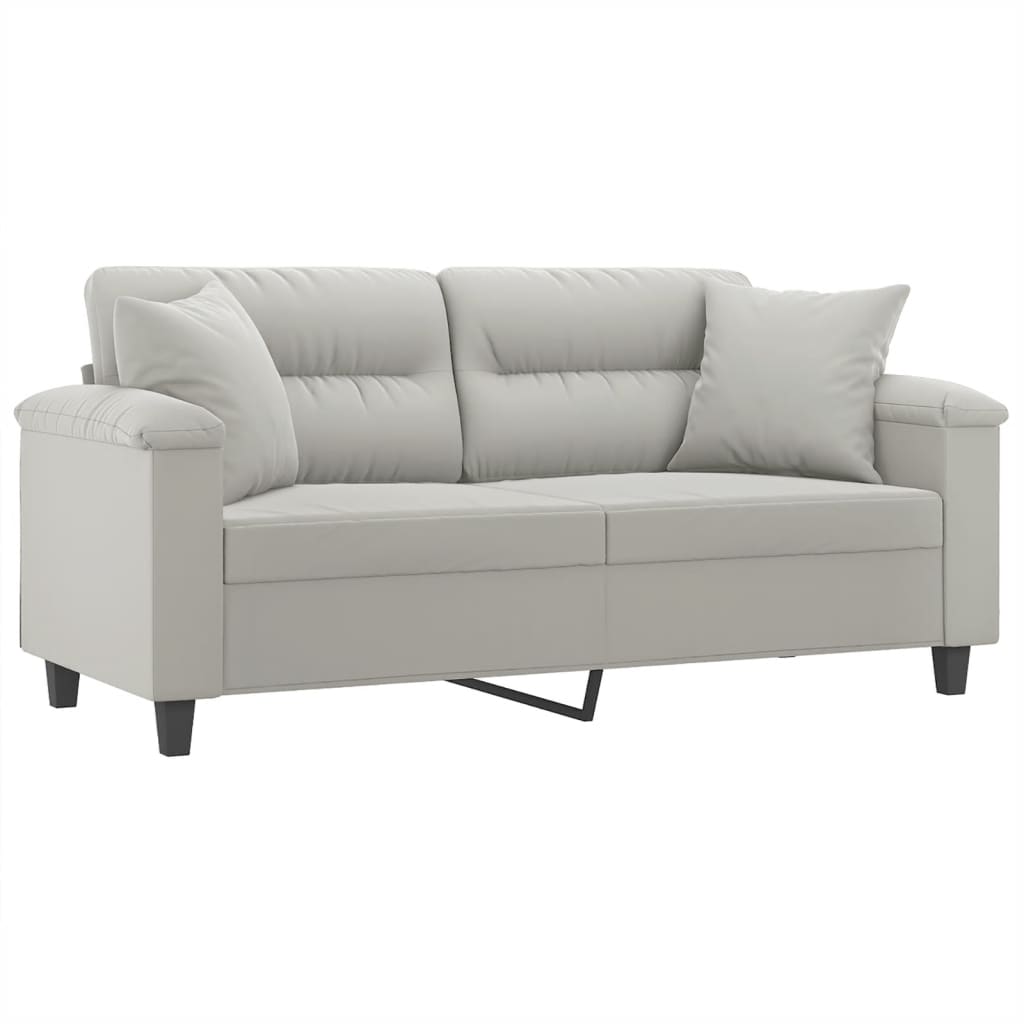 Tweezitsbank Met Kussens Microvezelstof 140 cm Lichtgrijs