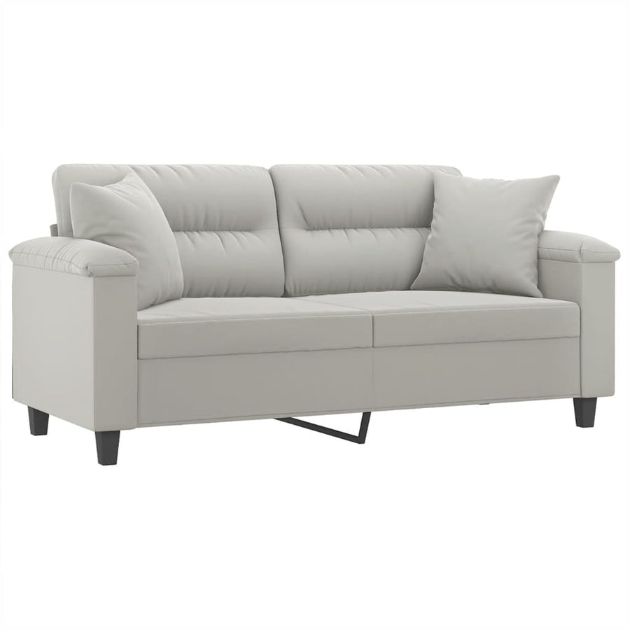 Tweezitsbank Met Kussens Microvezelstof 140 cm Lichtgrijs