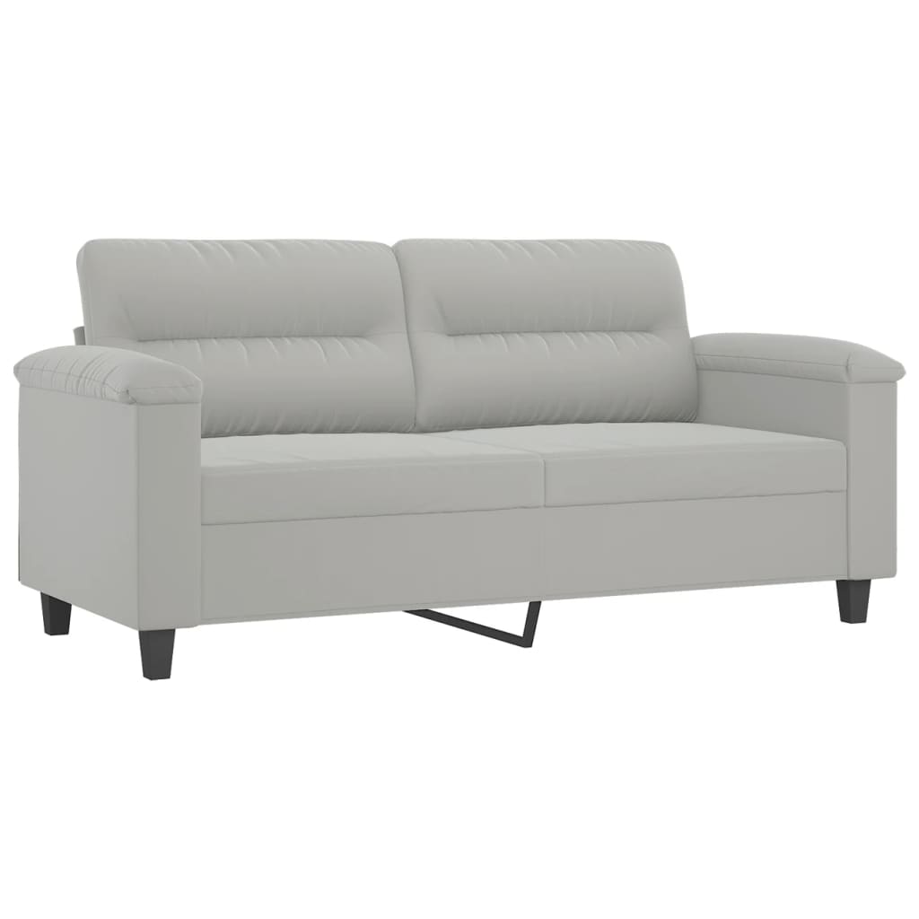 Tweezitsbank Met Kussens Microvezelstof 140 cm Lichtgrijs