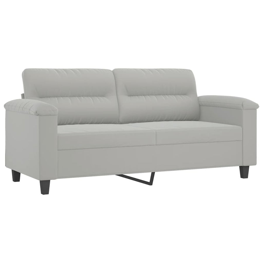 Tweezitsbank Met Kussens Microvezelstof 140 cm Lichtgrijs