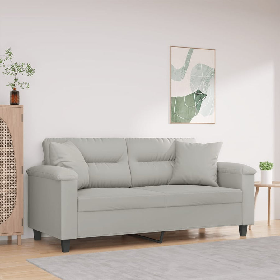 Tweezitsbank Met Kussens Microvezelstof 140 cm Lichtgrijs