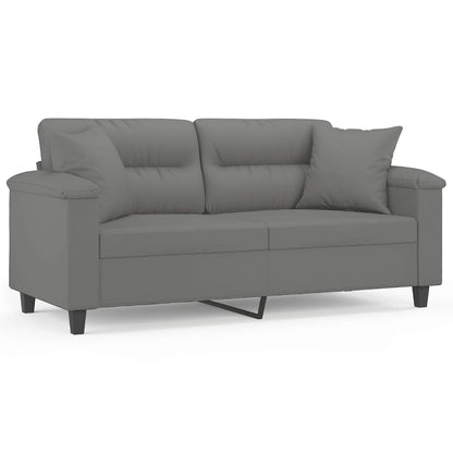 Tweezitsbank Met Kussens Microvezelstof 140 cm Donkergrijs
