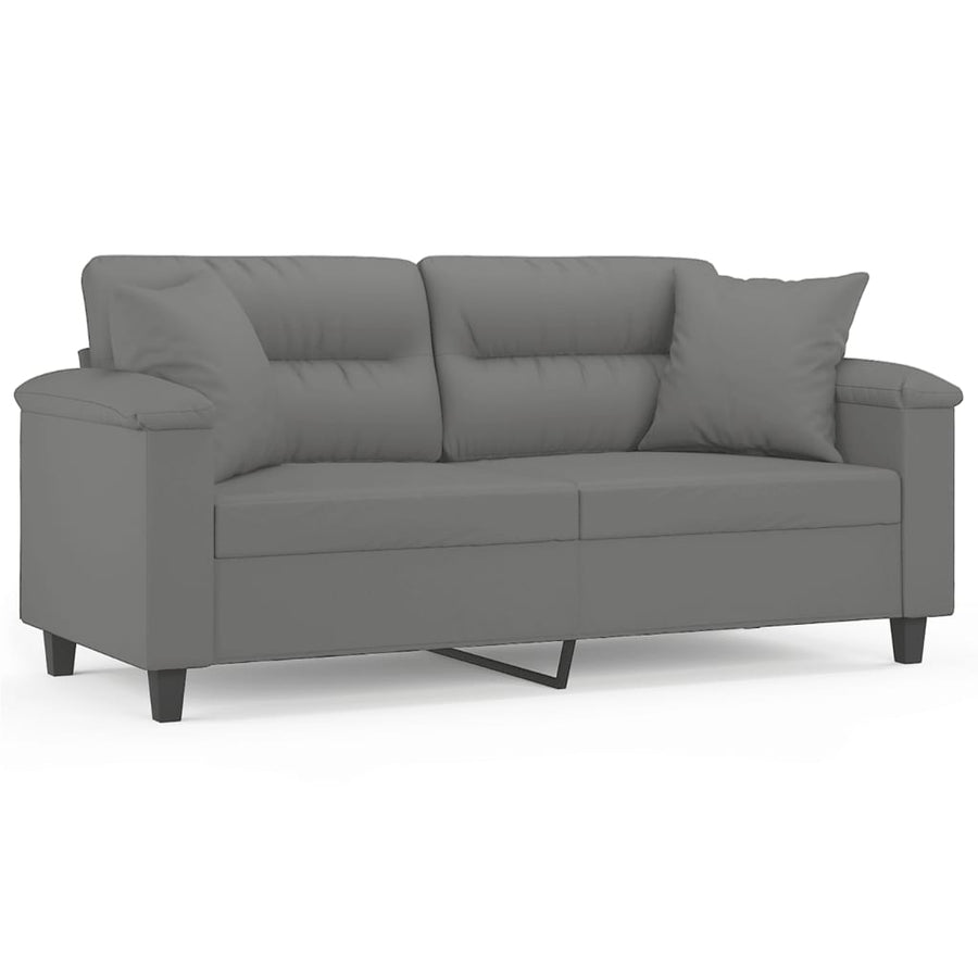 Tweezitsbank Met Kussens Microvezelstof 140 cm Donkergrijs
