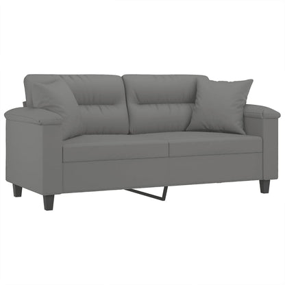 Tweezitsbank Met Kussens Microvezelstof 140 cm Donkergrijs