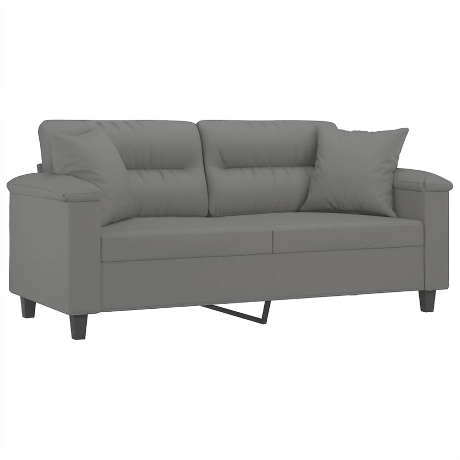 Tweezitsbank Met Kussens Microvezelstof 140 cm Donkergrijs