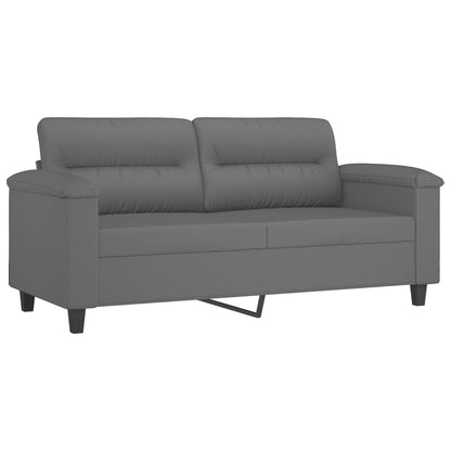 Tweezitsbank Met Kussens Microvezelstof 140 cm Donkergrijs