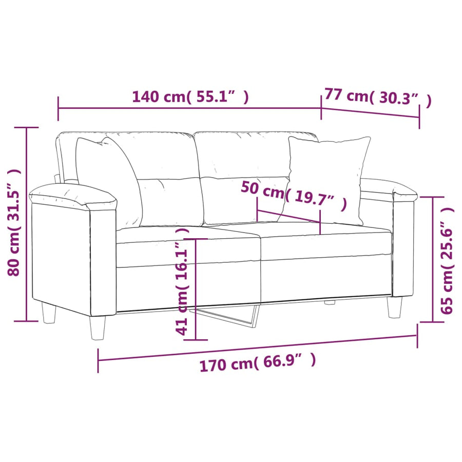 Tweezitsbank Met Kussens Microvezelstof 140 cm Donkergrijs